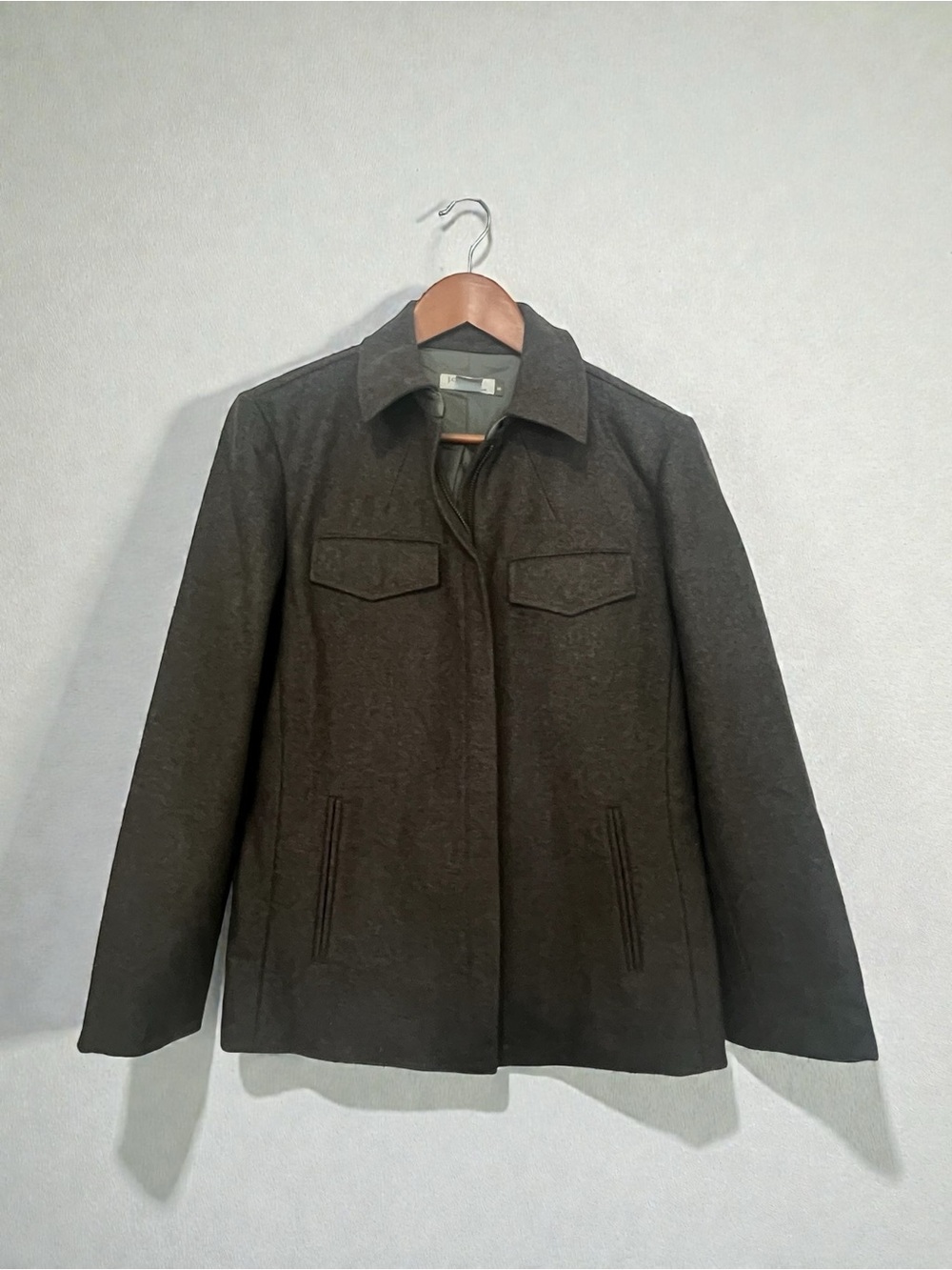 J. Crew Wool Tailored Pointed Collar Full Zip Brown Jacket size M